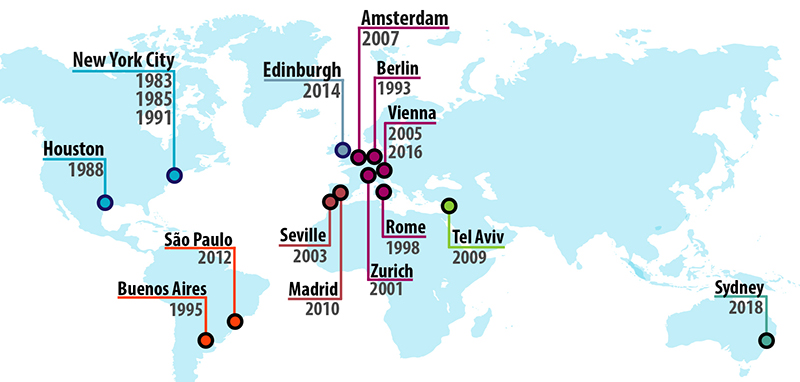 Map of WCCS Host Cities